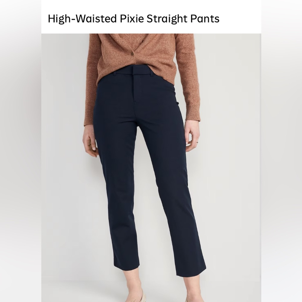 Old Navy high rise Navy Blue Pixie Straight Pants 8 petite